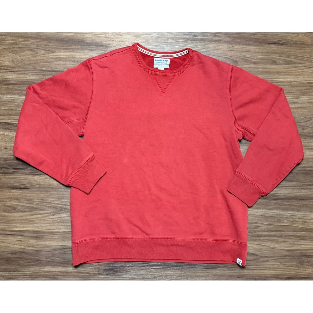 VTG Lands End Durable Goods Red Crewneck Sweatshirt Made in USA Men Sz L